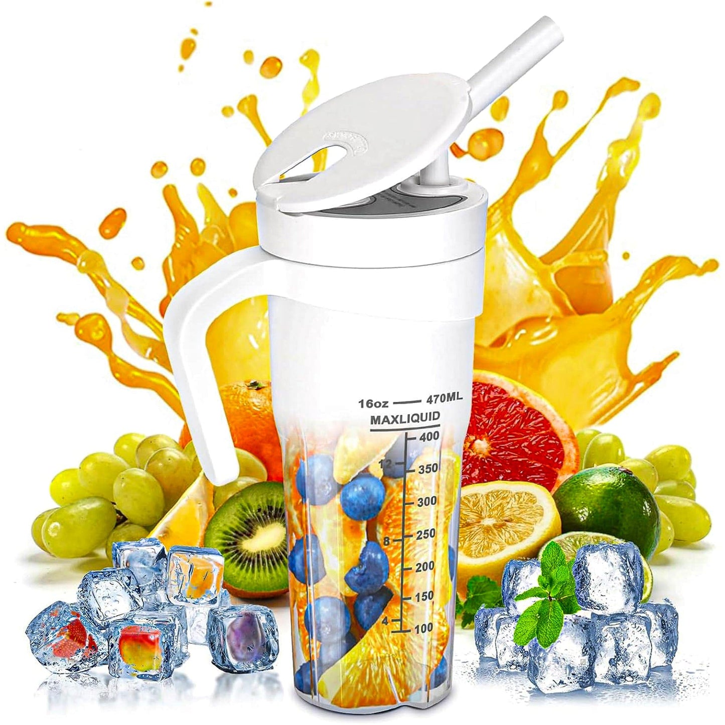 Mini blender electric Timebox, compact, multifunctional, storcator Smoothie, Alb