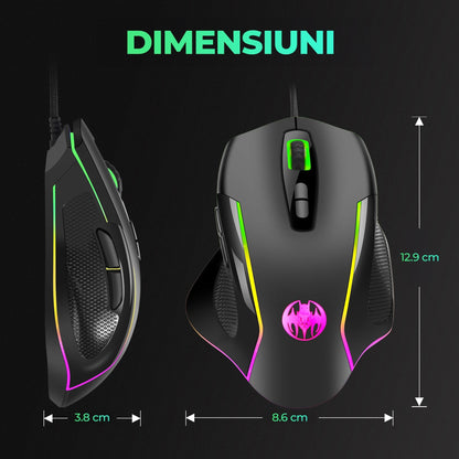 Mouse gaming Jiggler Timebox, RGB, 3 trepte DPI, USB, 4 GHz, RGB Led, Negru
