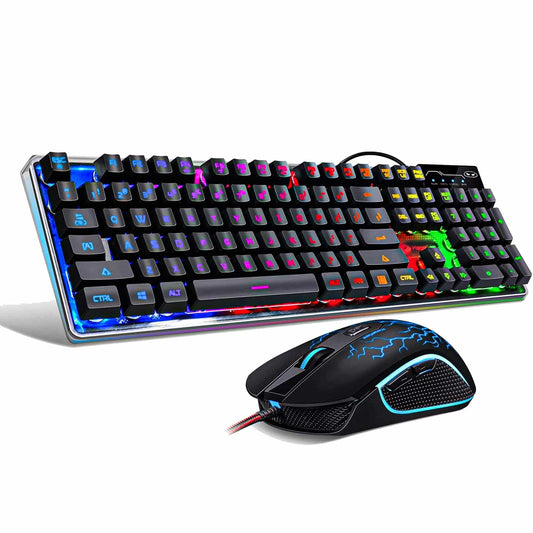 Kit Tastatura, Mouse Gaming RGB, 104 taste, Negru