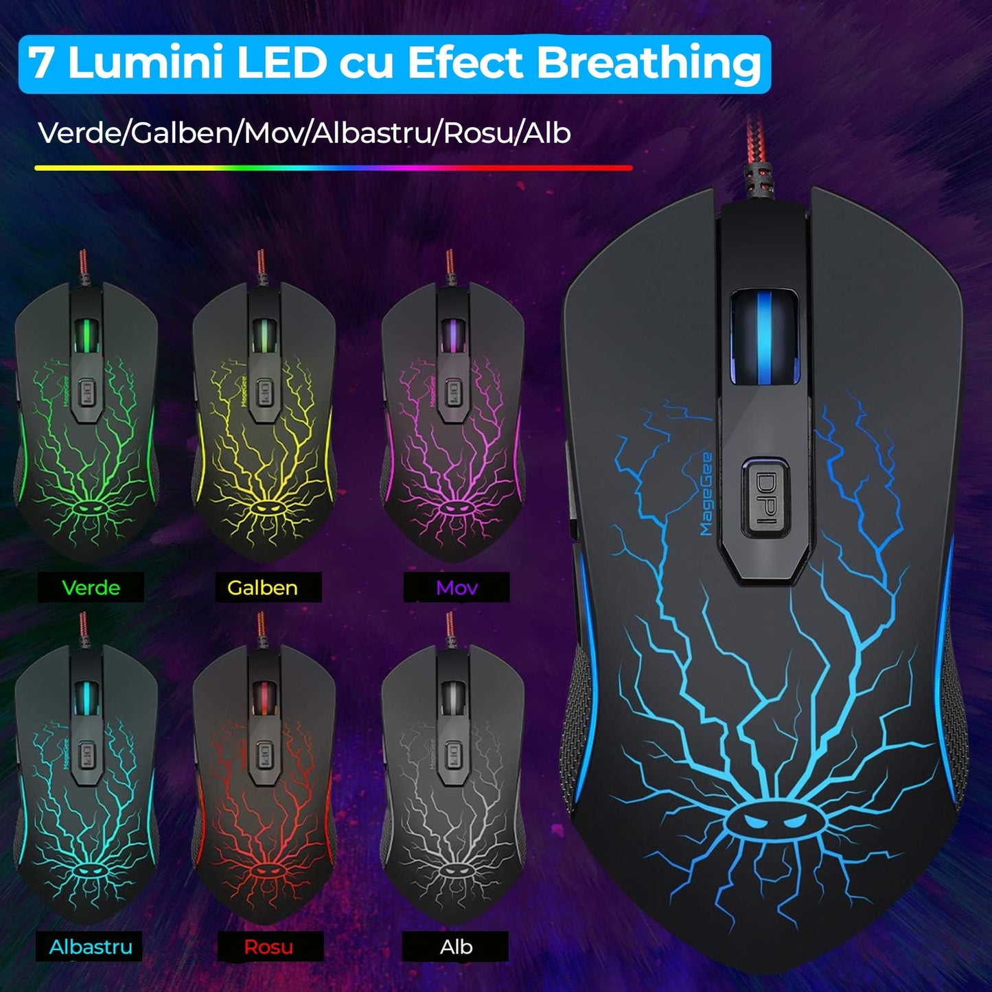 Kit Tastatura, Mouse Gaming RGB, 104 taste, Negru