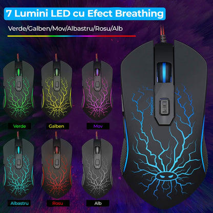 Kit Tastatura, Mouse Gaming RGB, 104 taste, Negru