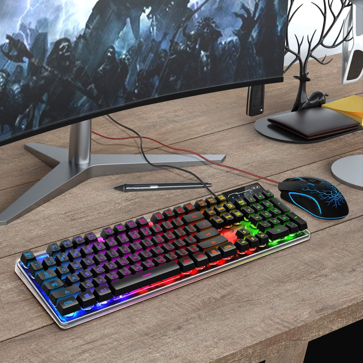 Kit Tastatura, Mouse Gaming RGB, 104 taste, Negru
