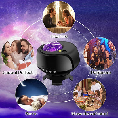 Lampa de veghe tip proiector stele Timebox, galaxii pentru camera, Negru