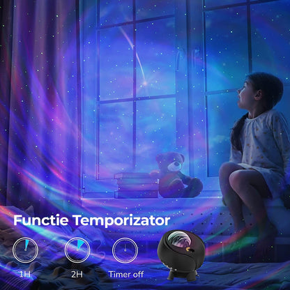 Lampa de veghe tip proiector stele Timebox, galaxii pentru camera, Negru