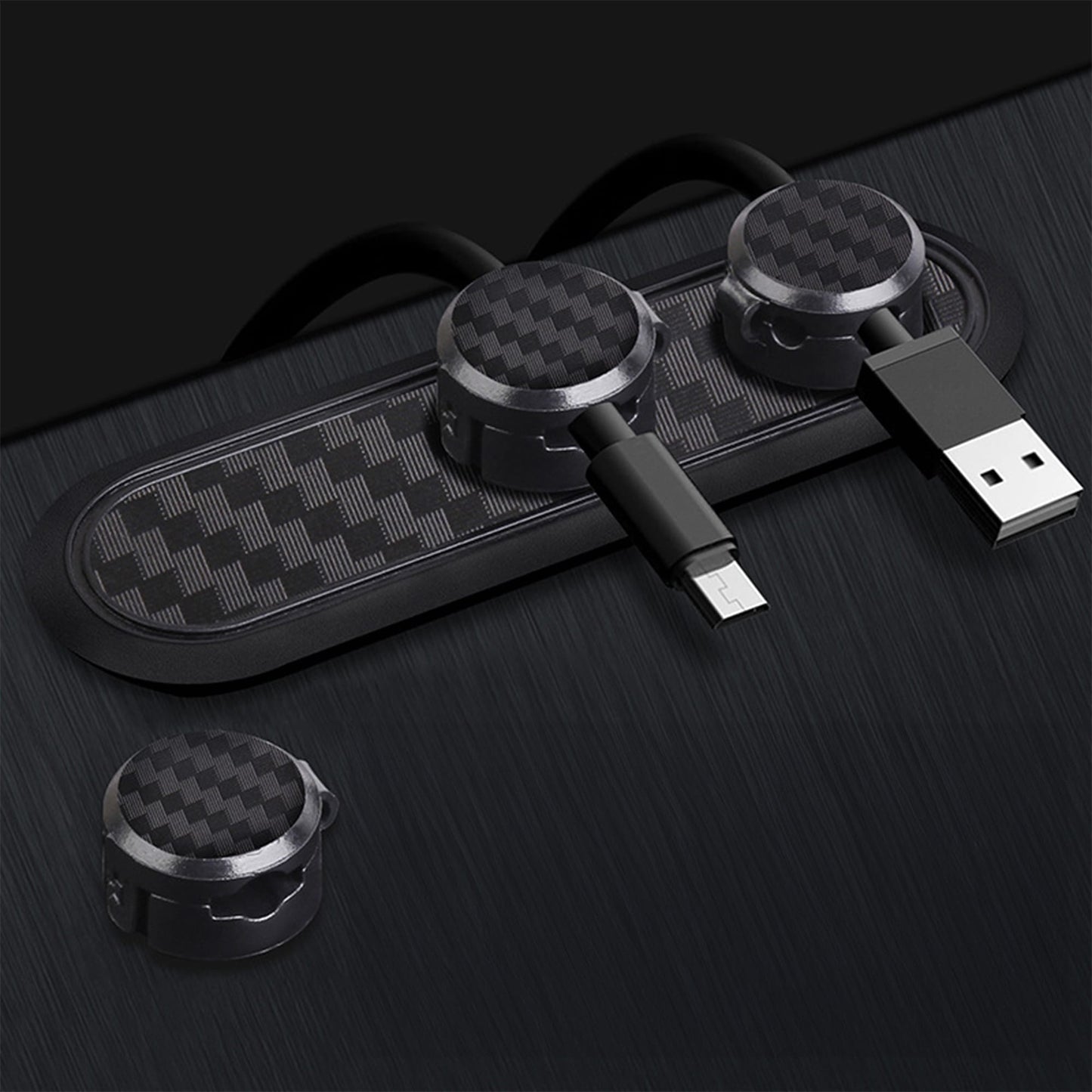 Organizator de cabluri Timebox, cu 4 locuri, noptiera, masa, mașina, Negru