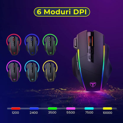 Mouse gaming Timebox, 5000 DPI, USB, Ergonomic, 1000Hz, RGB Led, Negru