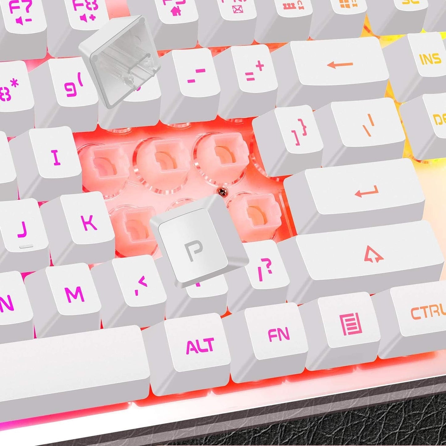 Kit Tastatura, Mouse Gaming RGB, 104 taste, 7 culori si moduri de iluminare, Alb