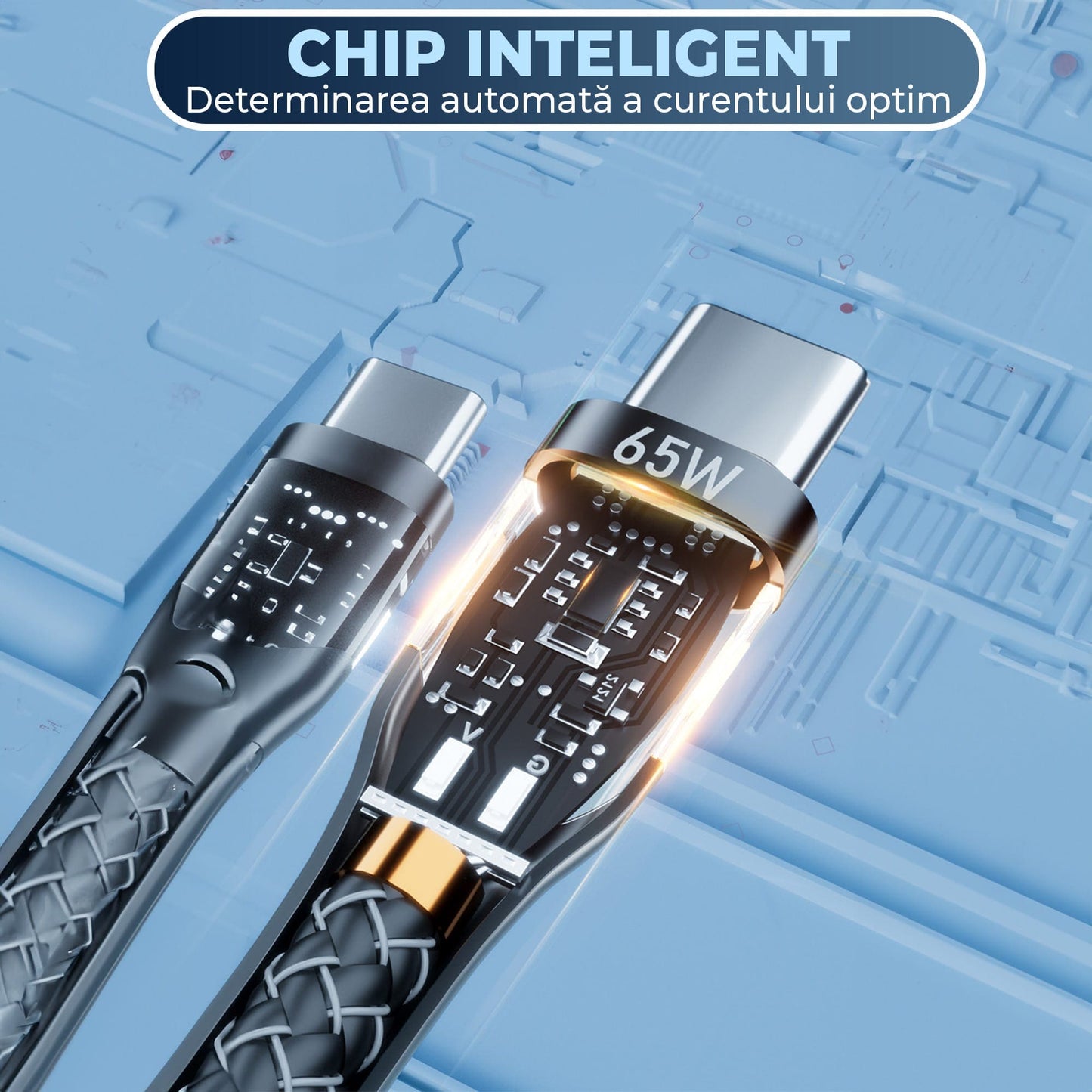 Cablu de Incarcare si Transfer de Date Timebox, USB la Type-C, 1,3m, Portocaliu