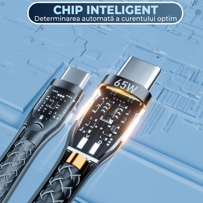 Cablu de Incarcare si Transfer de Date Timebox, USB la Type-C, 1,3m, Portocaliu