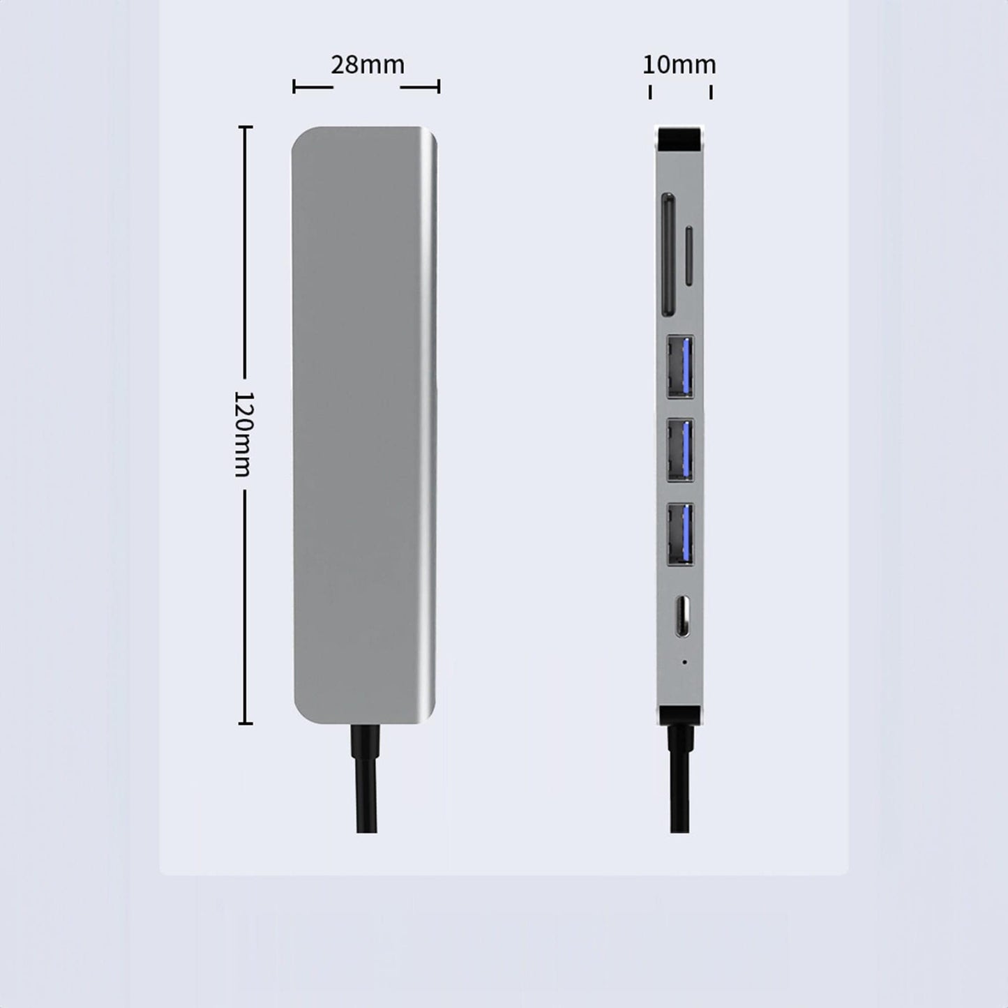 Hub USB 7 in 1 Timebox, Type-C, 1 x Port PD, 1 x USB 3, 2 x USB 2, Argintiu