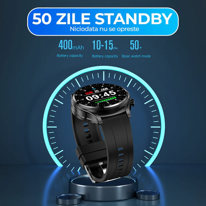 Ceas smartwatch cu casti bluetooth incorporate, monitorizare activitati fizice