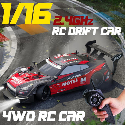 Masina cu telecomanda RC Timebox, 30km/h, 1:16, 4x4, Drift car, Negru/Rosu