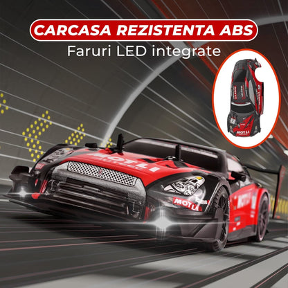 Masina cu telecomanda RC Timebox, 30km/h, 1:16, 4x4, Drift car, Negru/Rosu