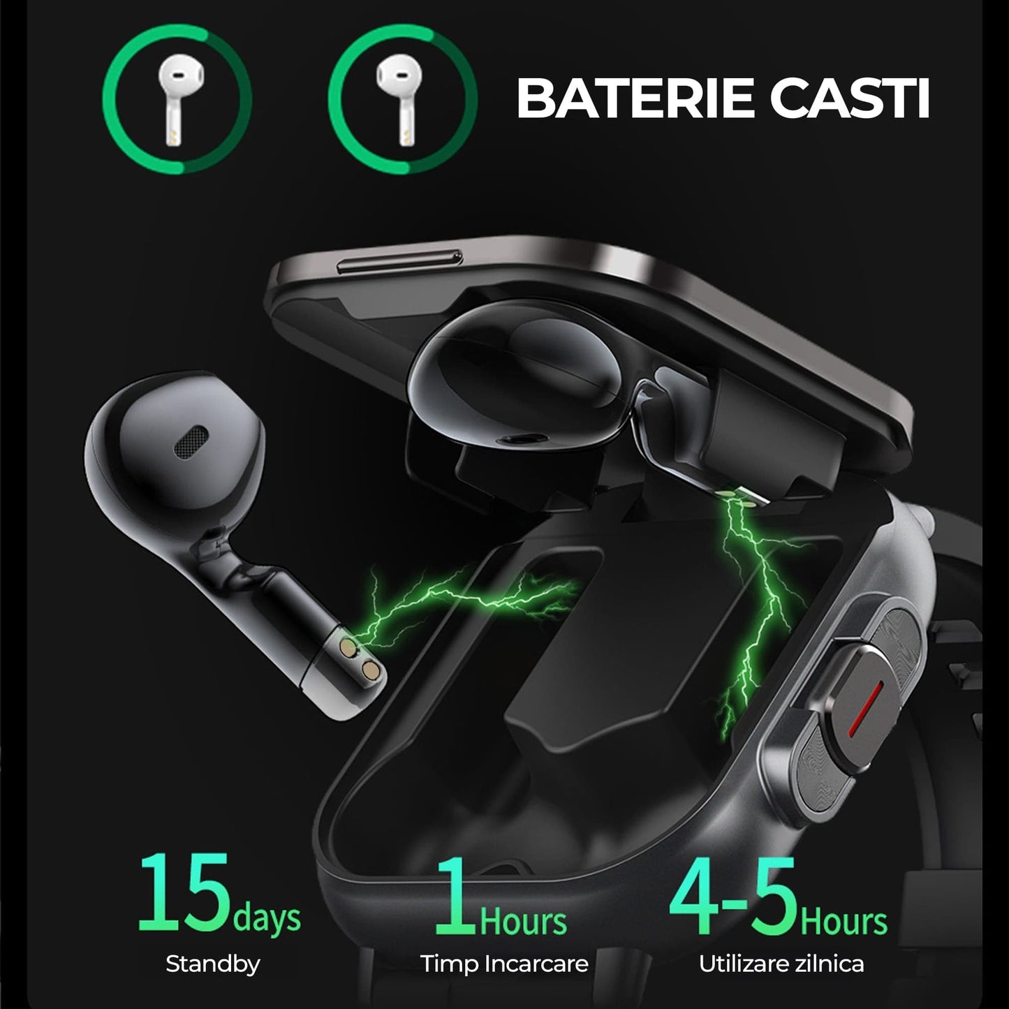 Ceas Smartwatch cu Casti Bluetooth incorporate, Monitorizare activitati fizice