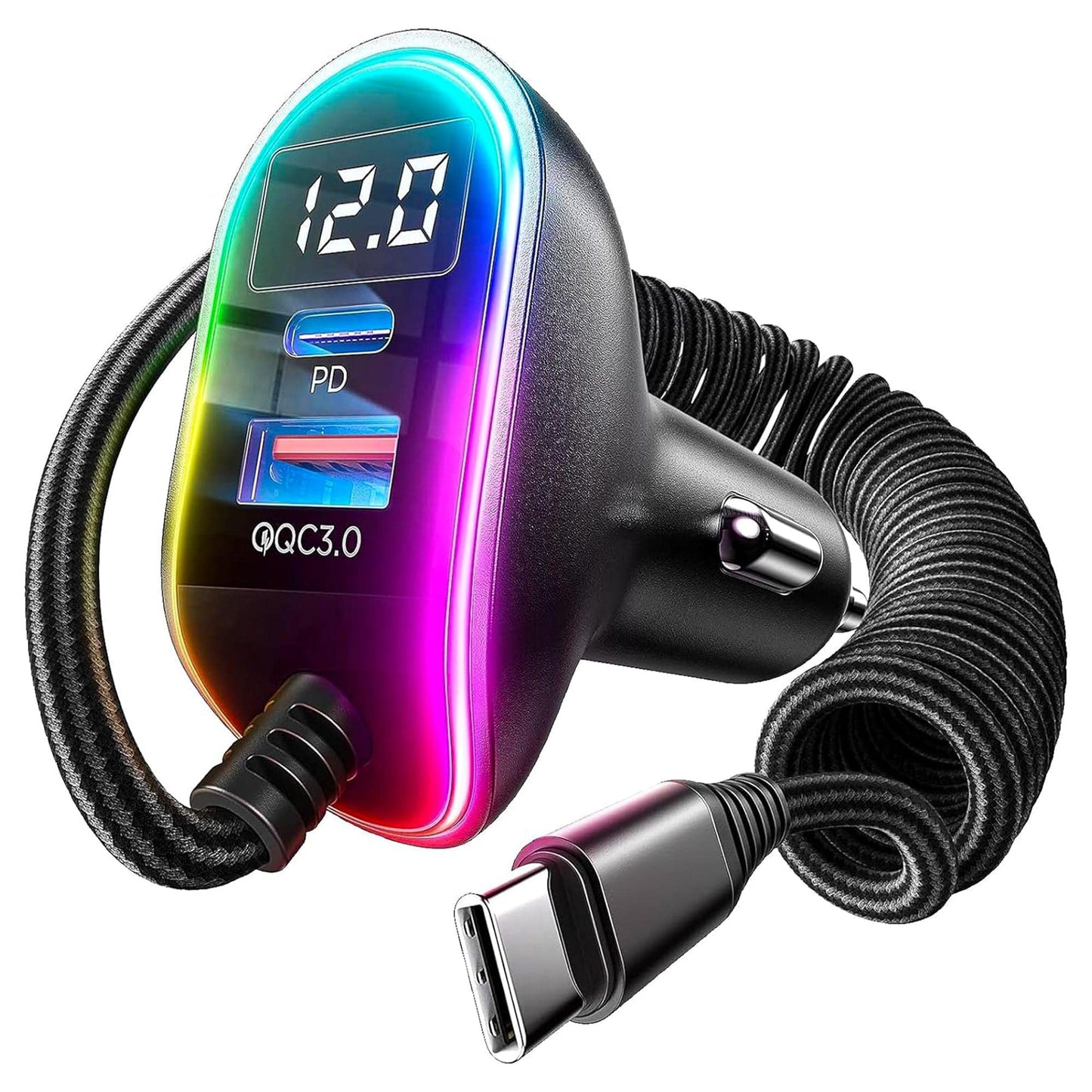 Incarcator auto 96W Super Fast Charge Timebox, 2 in 1, 1 x USB QC3, 1 x USB-C
