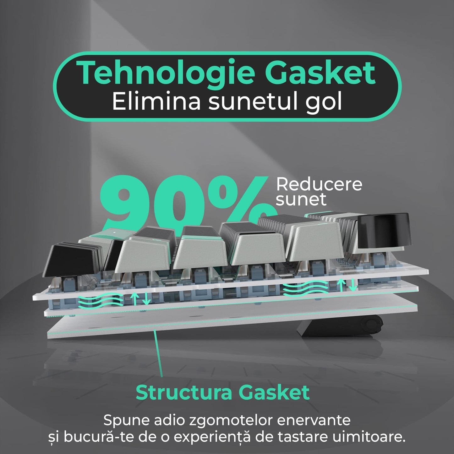 Tastatura Mecanica Gaming Timebox, Blue Switch, 75%, Hot-Swap, TKL, Negru