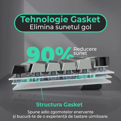 Tastatura Mecanica Gaming Timebox, Blue Switch, 75%, Hot-Swap, TKL, Negru
