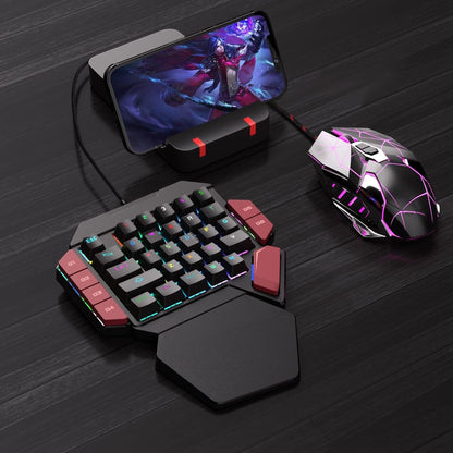 Tastatura Mecanica Gaming Timebox, Blue Switch, One Hand, iluminare RGB, Negru