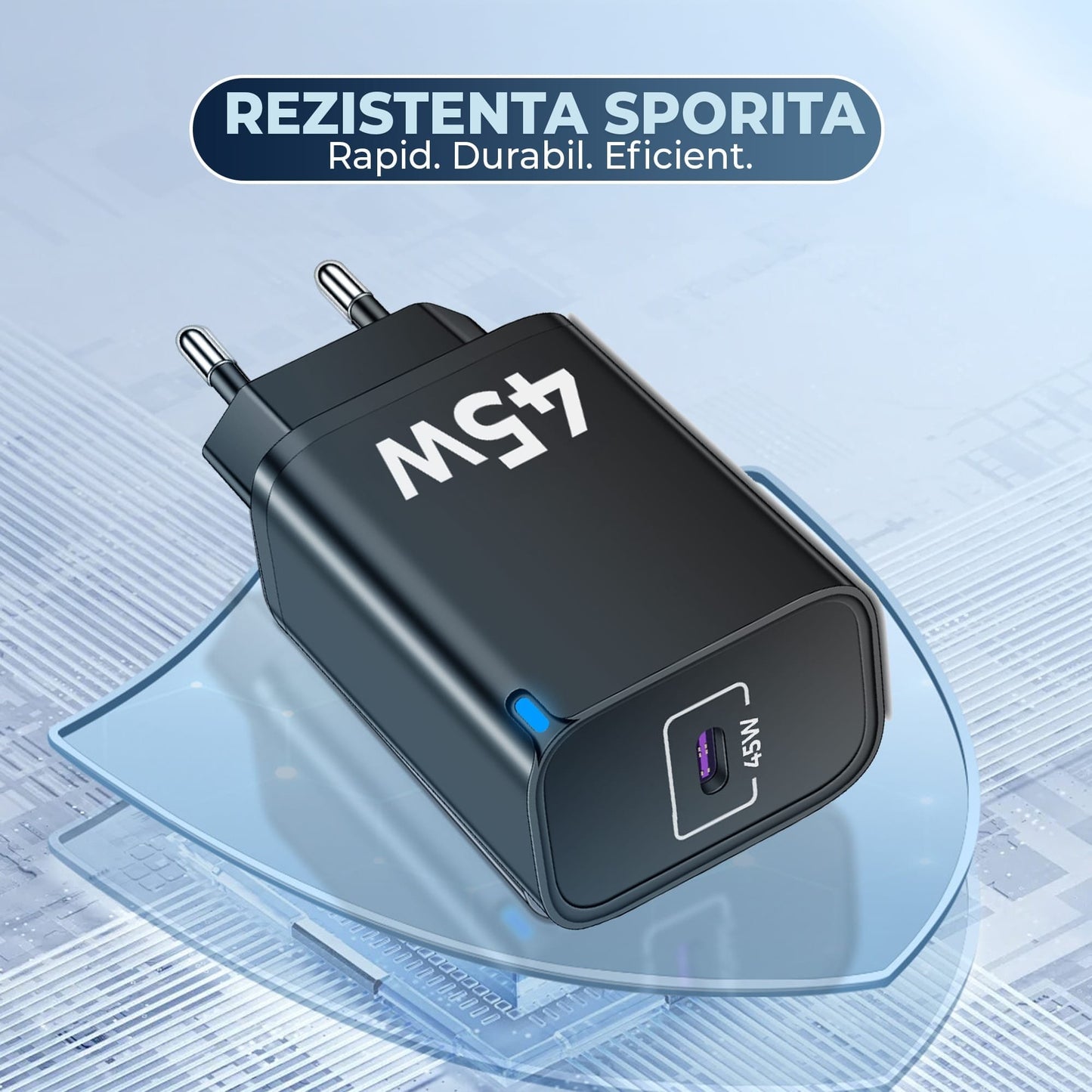 Incarcator Retea Timebox, 45W, 1 x Type-C, Negru