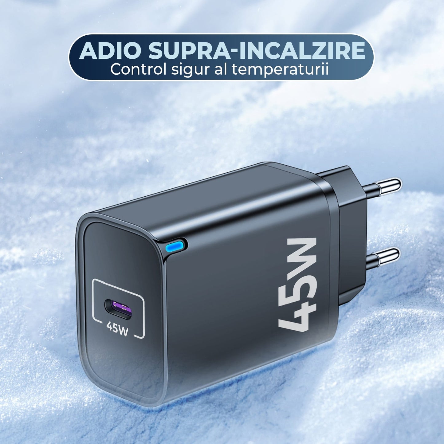 Incarcator Retea Timebox, 45W, 1 x Type-C, Negru