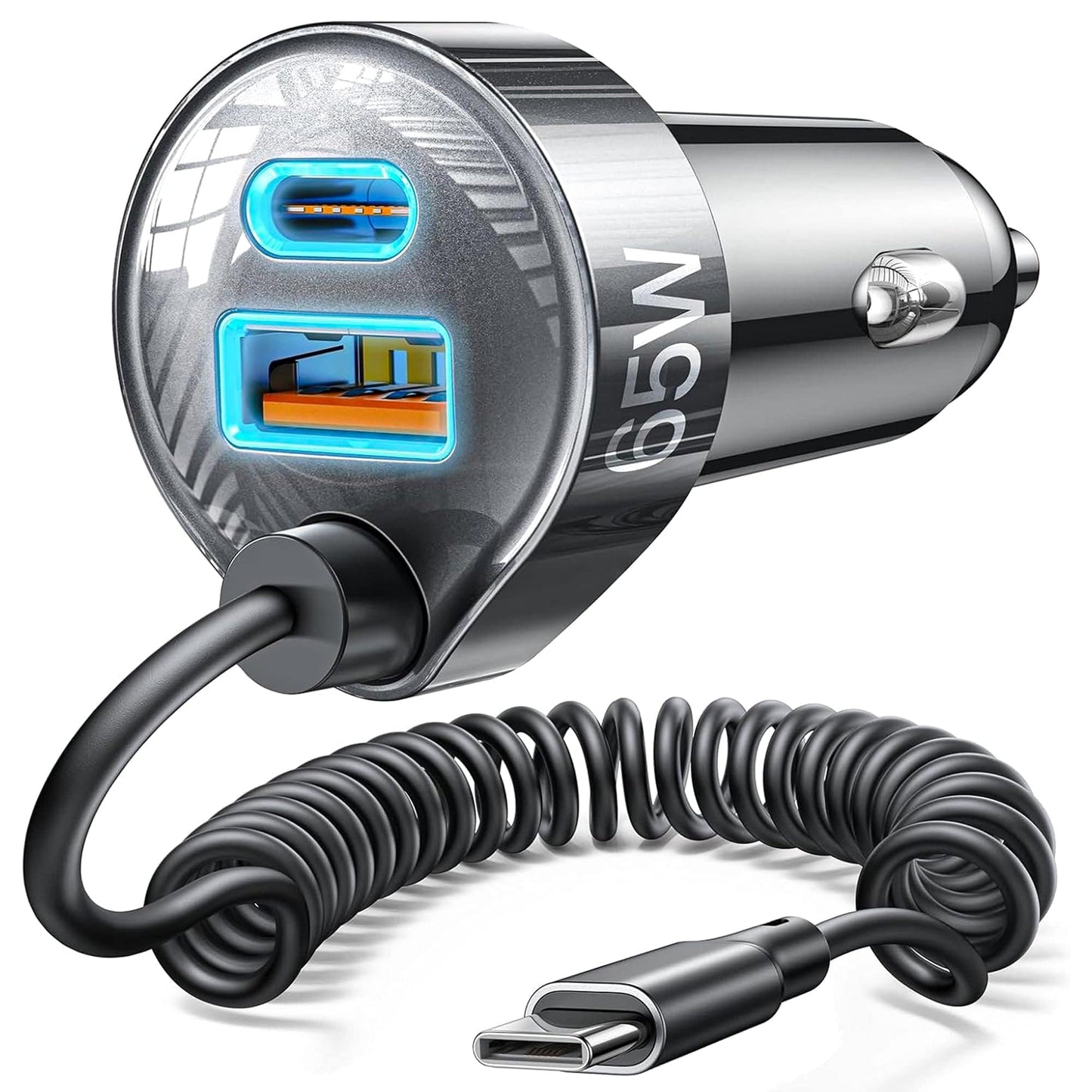 Incarcator auto Timebox, 65W, 1 x USB QC 3, 1 x USB-C, Negru