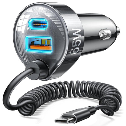 Incarcator auto Timebox, 65W, 1 x USB QC 3, 1 x USB-C, Negru