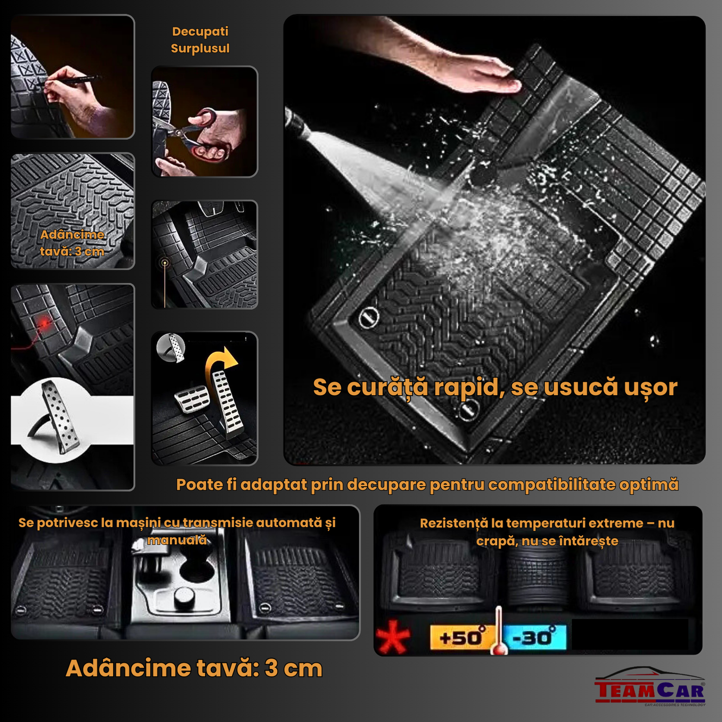 Covorașe Auto TeamCar® Tip Tăviță Volkswagen Touran II (2015+) - Silver