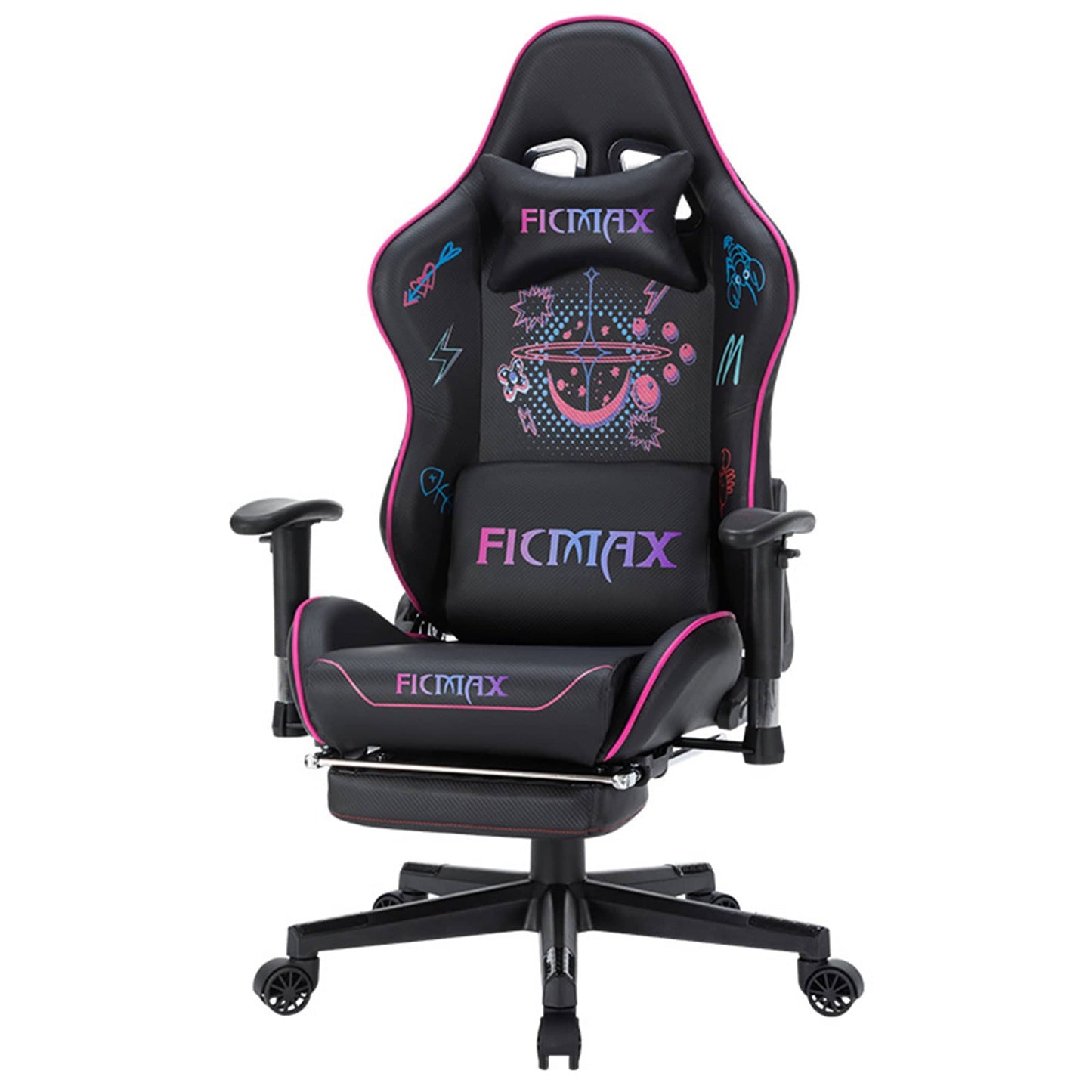 Scaun Gaming Timebox, 160°, Tetiera si Perna Lombara, Roz