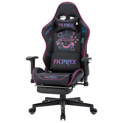 Scaun Gaming Timebox, 160°, Tetiera si Perna Lombara, Roz