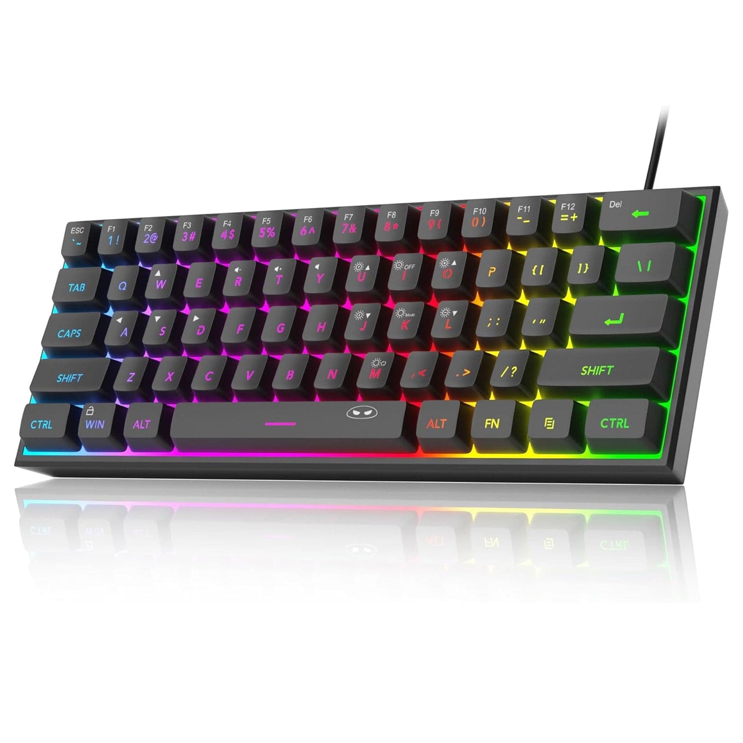 Tastatura Gaming 60% RGB TS91 Timebox, Compacta PC Laptop, Waterproof, Negru