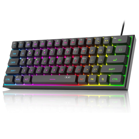 Tastatura Gaming 60% RGB TS91 Timebox, Compacta PC Laptop, Waterproof, Negru