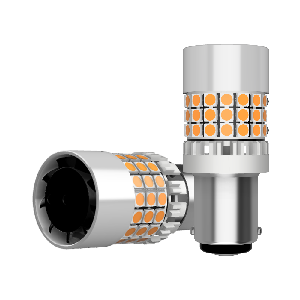 Set 2 x bec LED BA15S PY21W LUSMAR™ Galben 7000 lm Canbus - fara eroare - off-road