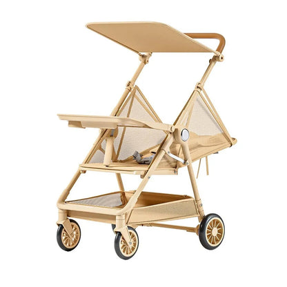 Carucior bebe pliabil, 4 roti 360°, Copertina solara, Bej