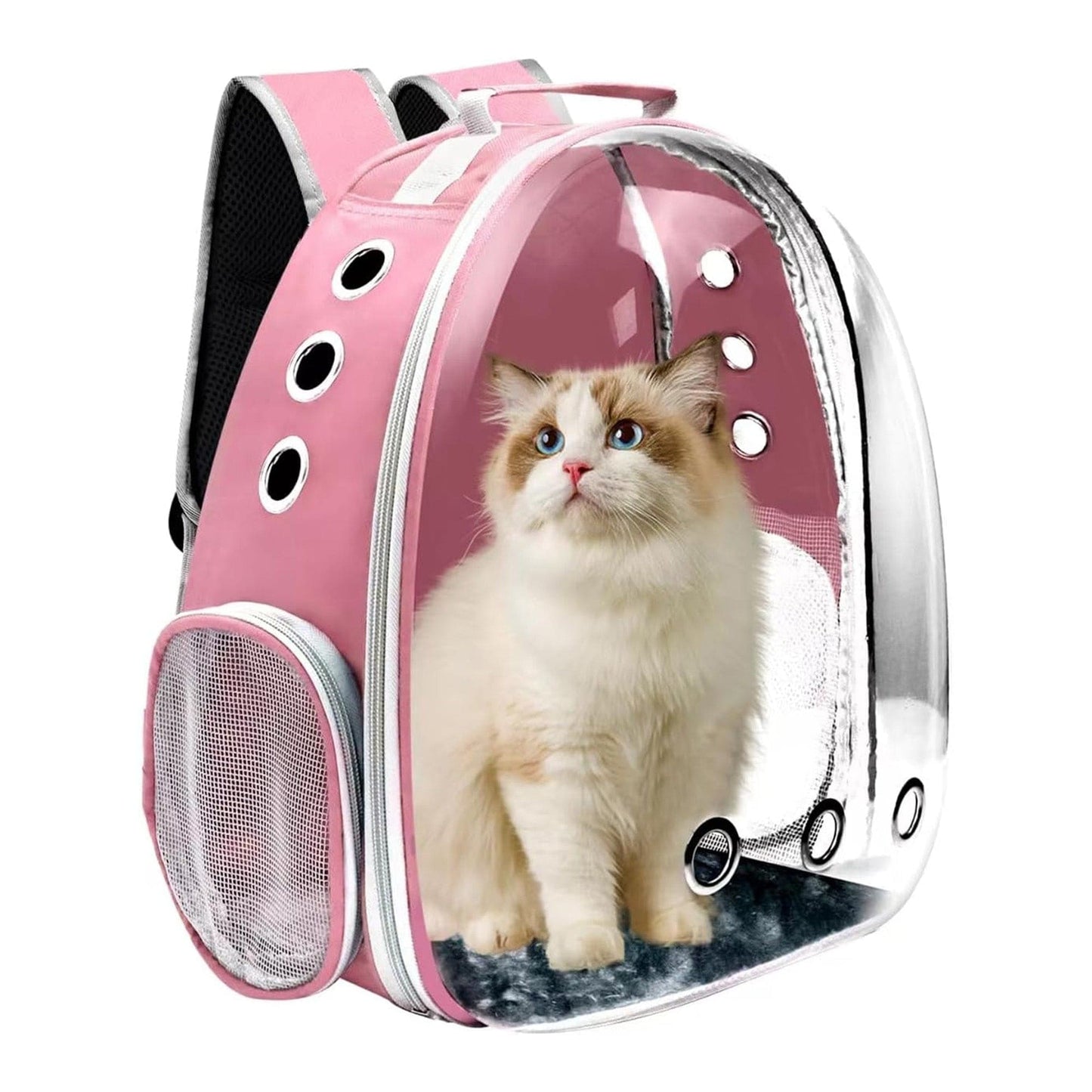Rucsac Transparent pentru Pisici si Caini Mici, Ventilatie Avansata, Roz