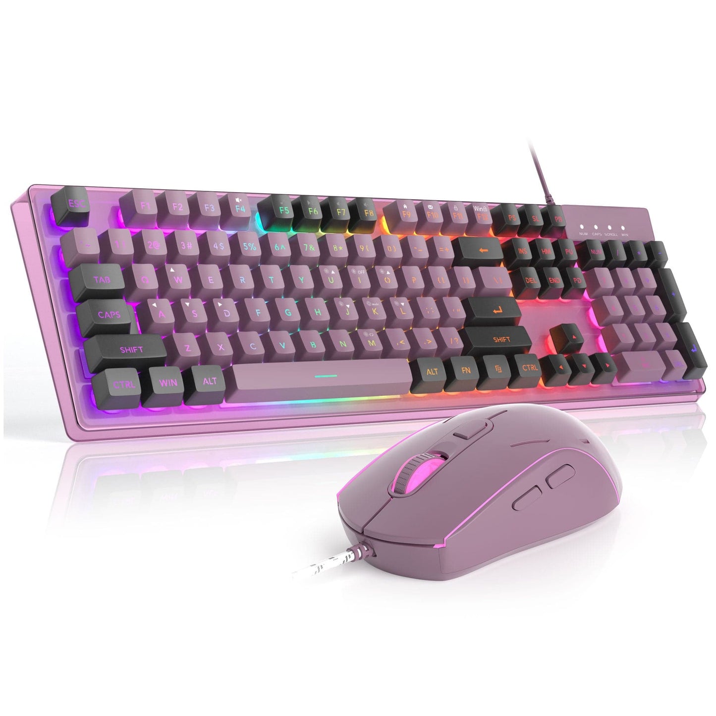 Kit Gaming Timebox, 8 Culori RGB, Lumina Reglabilă, Ergonomic, Mov