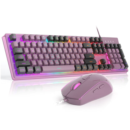 Kit Gaming Timebox, 8 Culori RGB, Lumina Reglabilă, Ergonomic, Mov