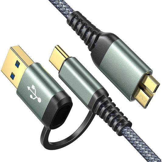 Cablu Hard Disk Extern 10Gbps Micro B la USB C, USB, 5 m, Gri