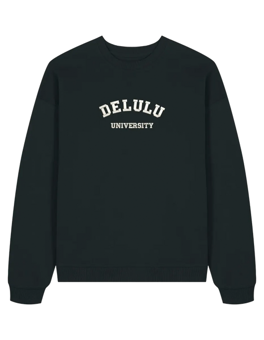 Delulu university sweatshirt mesaje