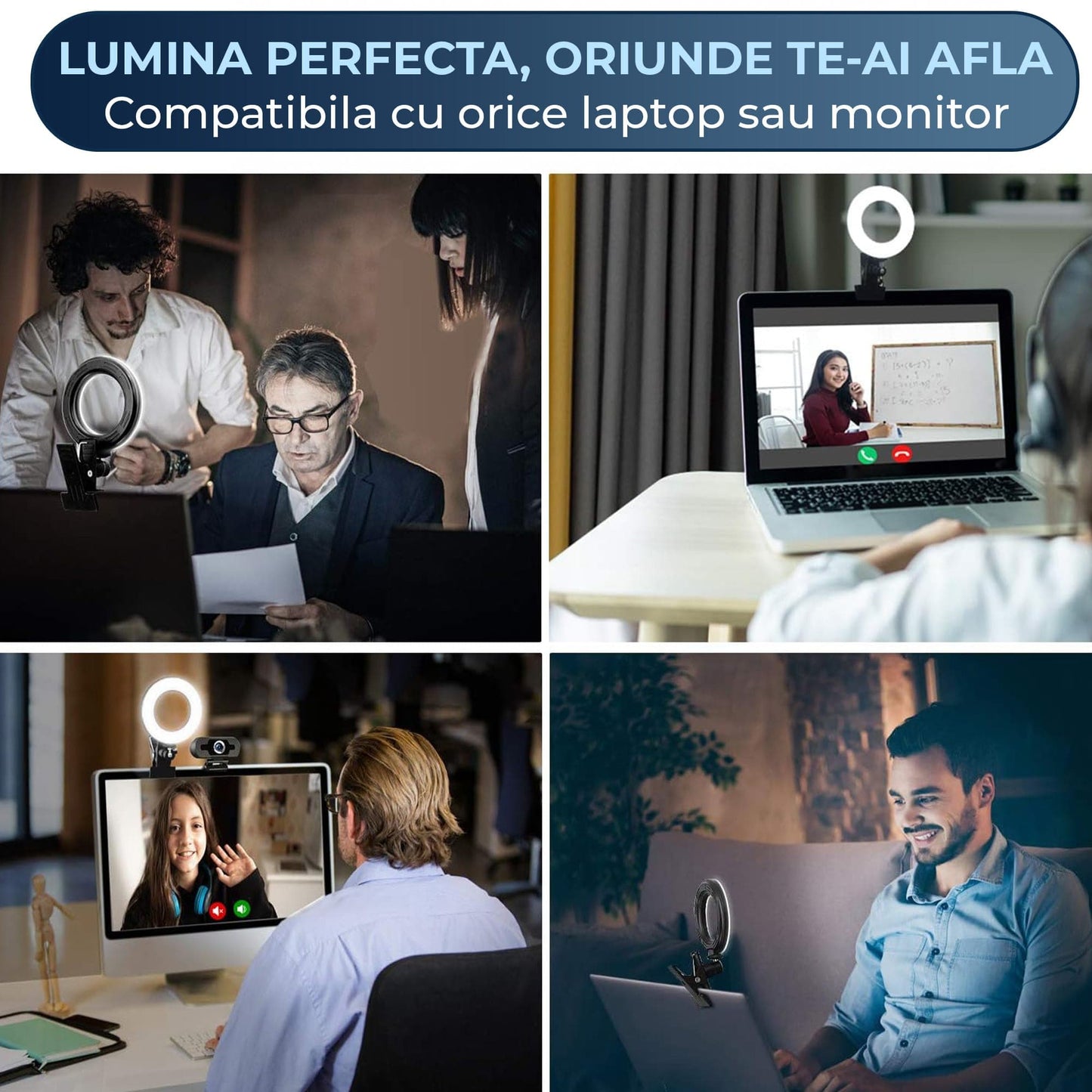 Lampa LED Ring Light pentru Videoconferinte Timebox