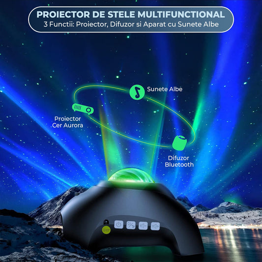 Lampa de Veghe Tip Proiector Timebox, Lumini Nordice, Negru