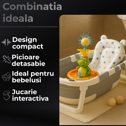 Set Cadita Pliabila Bebe 0-36 luni Timebox, compacta, cu pernuta