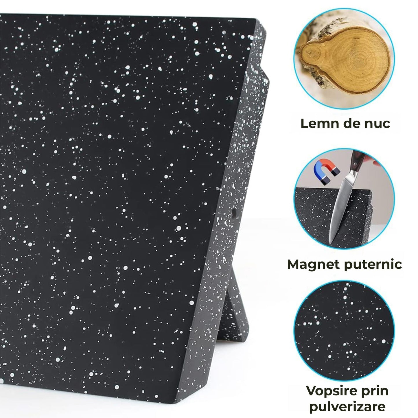 Suport magnetic Timebox, Capacitate 7-9 cutite, Fara asamblare, Negru