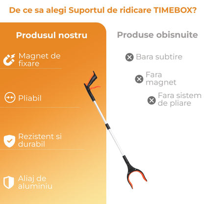 Cleste Pliabil Extensibil Timebox, Ridicare Fara Aplecare, Portocaliu