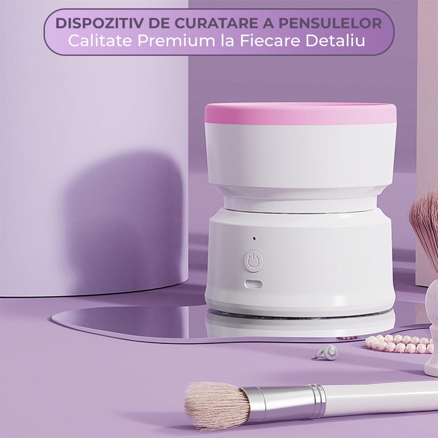 Aparat Electric de Curatare pentru Pensule de Machiaj - Reincarcabil USB, Alb
