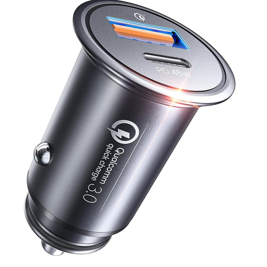 Incarcator Auto Timebox, 67W, 1 x USB , 1 x Type-C, Apple, Samsung, Negru