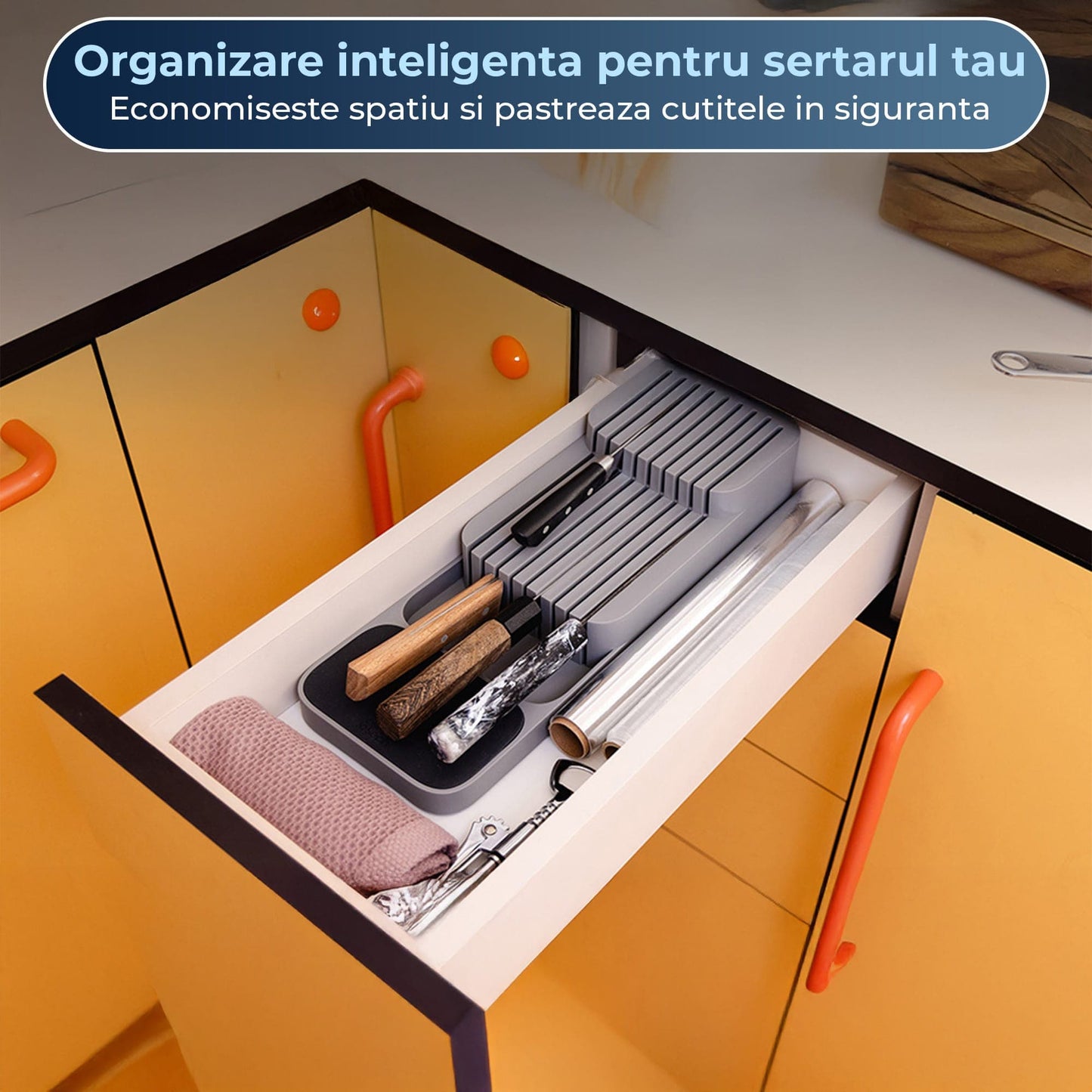 Organizator pentru Cutite Timebox, 2 Niveluri, Capacitate 9 Cutite, Gri