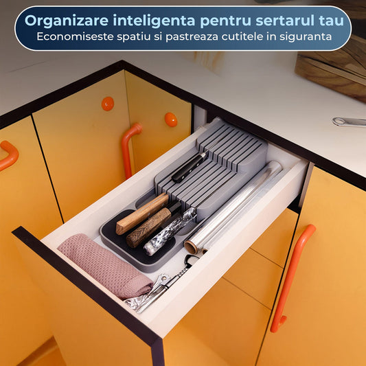 Organizator pentru Cutite Timebox, 2 Niveluri, Capacitate 9 Cutite, Gri