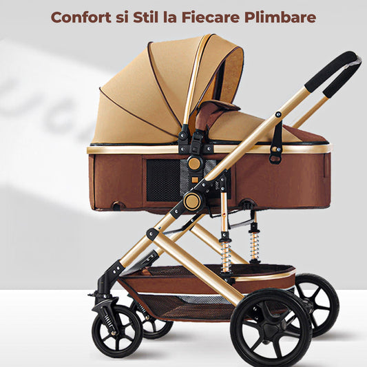 Carucior Reversibil pentru Bebelusi 0-3 Ani Timebox, Maro