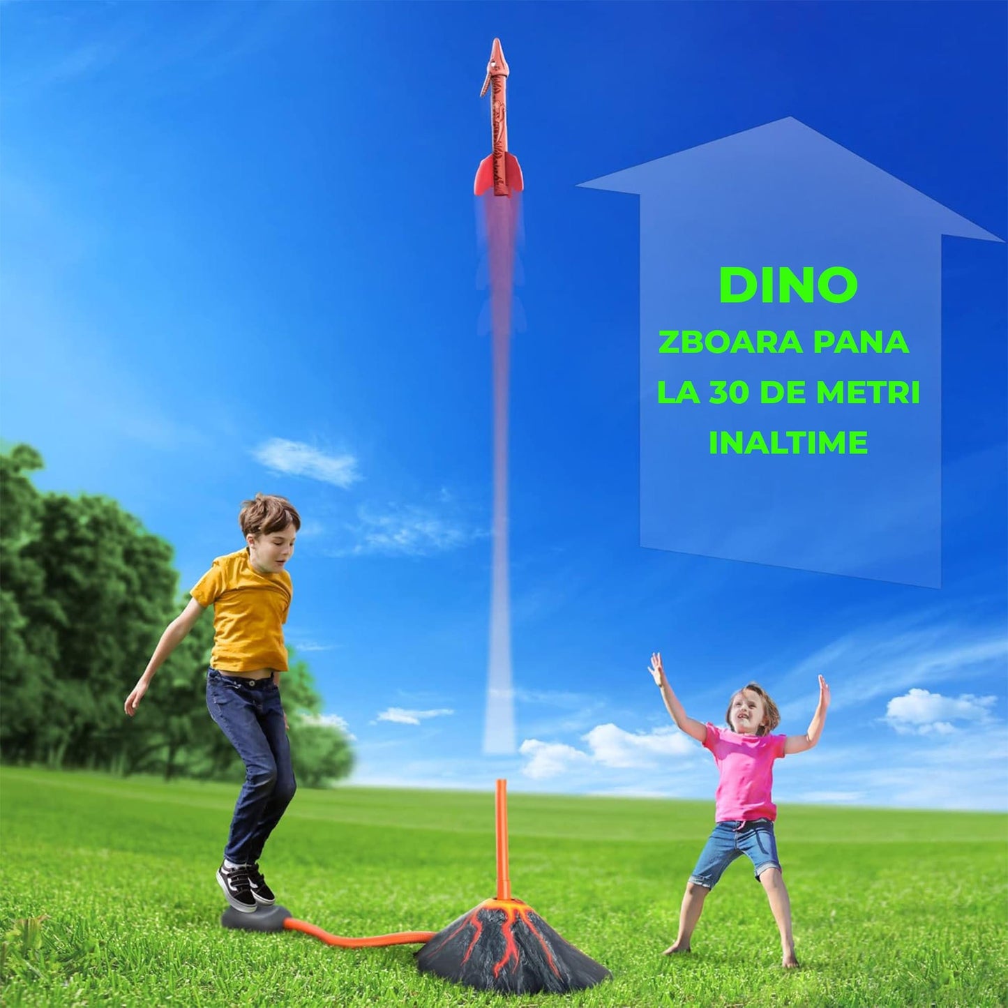 Set Dino Blasters, 100% Activare prin Saritura, Rachete din Spuma pentru Copii 3