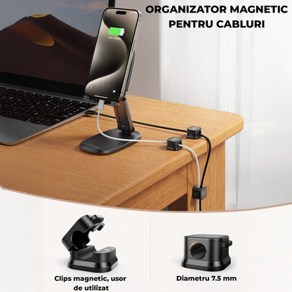 Set 6 clipuri magnetice Timebox, diametru 7, 5 mm, Negru